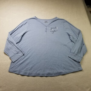 Catherines Sleepwear Shirt Womens Size 1X 18/20W Henley Button Long Sleeve